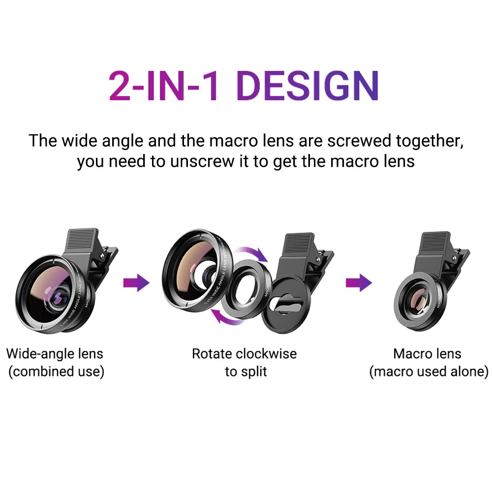 APEXEL New HD 37MM 0.45x Super Wide Angle Lens