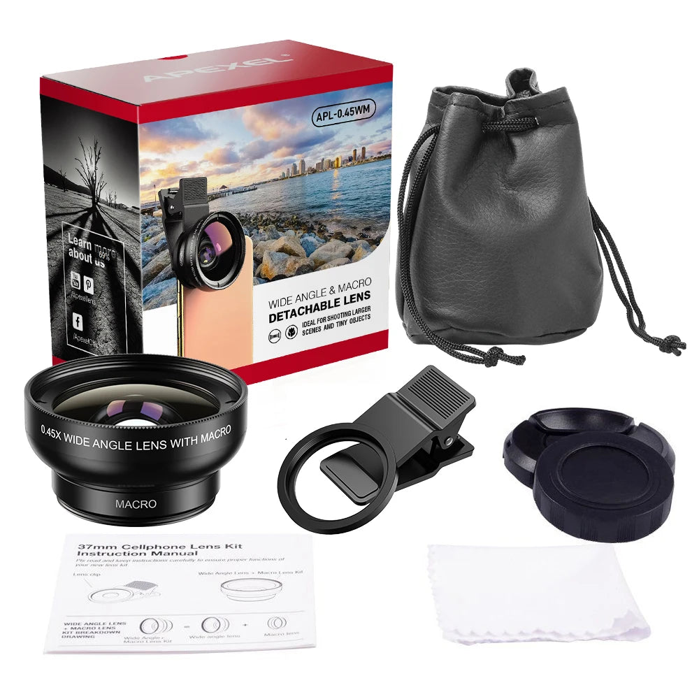 APEXEL New HD 37MM 0.45x Super Wide Angle Lens
